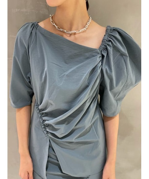 THROW by SLY(スローバイスライ)の「THROW SHIRRING PUFF TOPS シャーリングパフ トップス(シャツ/ブラウス・レディース・ライトブルー/グレー・FREE)」の8枚目の写真