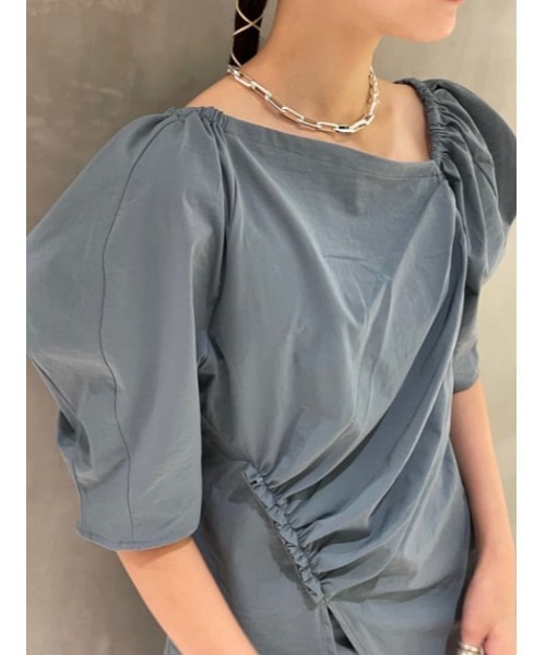 THROW by SLY(スローバイスライ)の「THROW SHIRRING PUFF TOPS シャーリングパフ トップス(シャツ/ブラウス・レディース・ライトブルー/グレー・FREE)」の6枚目の写真