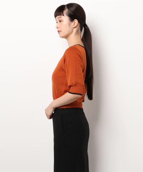 RETRO GIRL（レトロガール）の「パイピングカラーニット（ニット/セーター・レディース・ブラック/オフホワイト/オレンジ・FREE）」の10枚目の写真