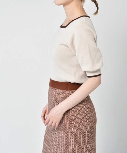 RETRO GIRL（レトロガール）の「パイピングカラーニット（ニット/セーター・レディース・ブラック/オフホワイト/オレンジ・FREE）」の17枚目の写真