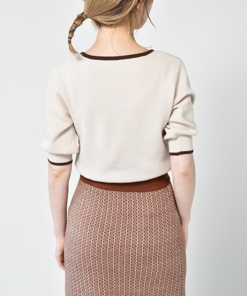 RETRO GIRL（レトロガール）の「パイピングカラーニット（ニット/セーター・レディース・ブラック/オフホワイト/オレンジ・FREE）」の11枚目の写真