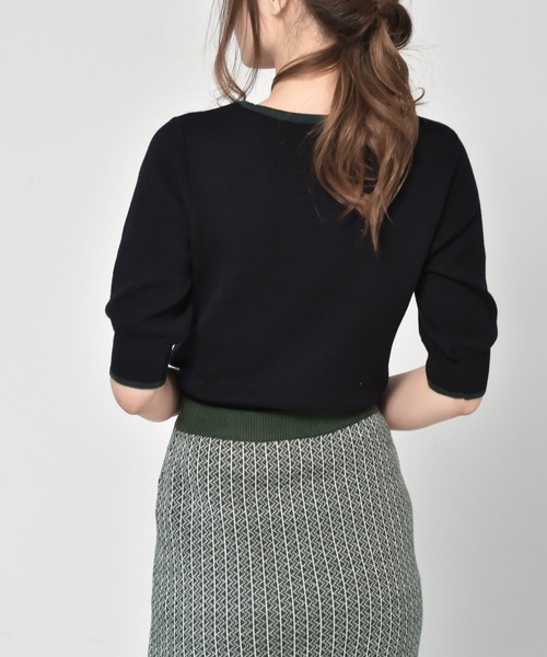 RETRO GIRL（レトロガール）の「パイピングカラーニット（ニット/セーター・レディース・ブラック/オフホワイト/オレンジ・FREE）」の15枚目の写真