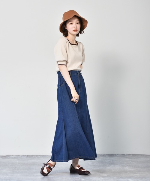 RETRO GIRL（レトロガール）の「パイピングカラーニット（ニット/セーター・レディース・ブラック/オフホワイト/オレンジ・FREE）」の18枚目の写真