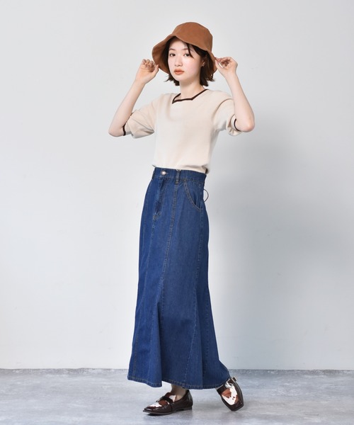 RETRO GIRL（レトロガール）の「パイピングカラーニット（ニット/セーター・レディース・ブラック/オフホワイト/オレンジ・FREE）」の19枚目の写真