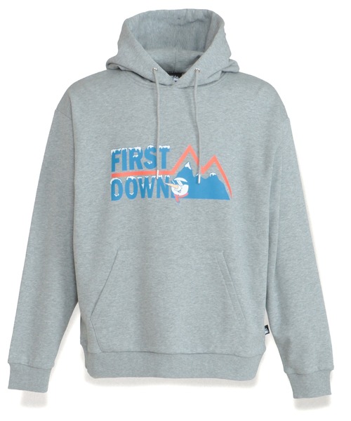 FIRST DOWN（ファーストダウン）の「ロゴ フーデッド スウェット（パーカー・メンズ・オフホワイト/杢グレー・M/L/XL）」の2枚目の写真