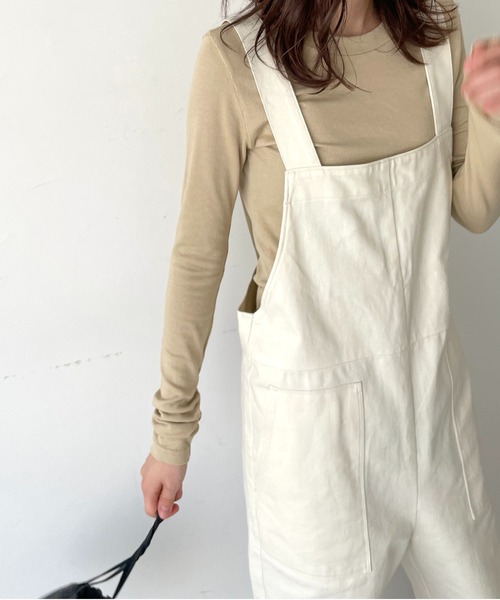 CANAL JEAN（キャナルジーン）の「El mar(エルマール) リブクルーネックロングTシャツ（Tシャツ/カットソー・レディース・アイボリー/ベージュ/ブラウン/ブラック・ONE SIZE）」の4枚目の写真