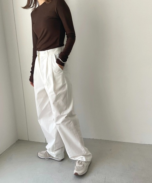 CANAL JEAN（キャナルジーン）の「El mar(エルマール) リブクルーネックロングTシャツ（Tシャツ/カットソー・レディース・アイボリー/ベージュ/ブラウン/ブラック・ONE SIZE）」の10枚目の写真