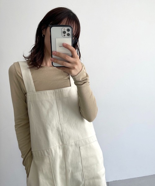 CANAL JEAN（キャナルジーン）の「El mar(エルマール) リブクルーネックロングTシャツ（Tシャツ/カットソー・レディース・アイボリー/ベージュ/ブラウン/ブラック・ONE SIZE）」の12枚目の写真