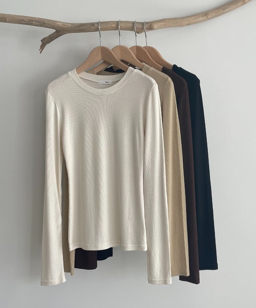 CANAL JEAN（キャナルジーン）の「El mar(エルマール) リブクルーネックロングTシャツ（Tシャツ/カットソー・レディース・アイボリー/ベージュ/ブラウン/ブラック・ONE SIZE）」の15枚目の写真