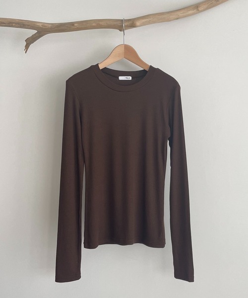 CANAL JEAN（キャナルジーン）の「El mar(エルマール) リブクルーネックロングTシャツ（Tシャツ/カットソー・レディース・アイボリー/ベージュ/ブラウン/ブラック・ONE SIZE）」の18枚目の写真