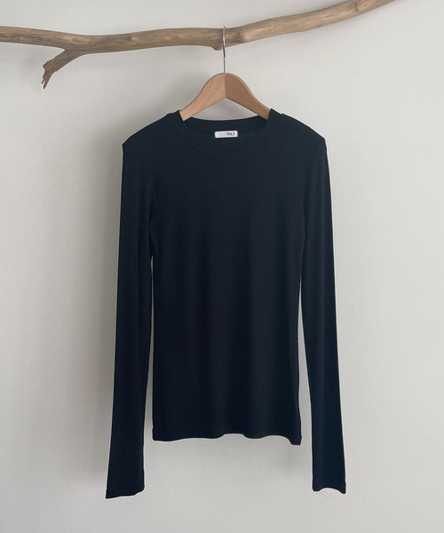 CANAL JEAN（キャナルジーン）の「El mar(エルマール) リブクルーネックロングTシャツ（Tシャツ/カットソー・レディース・アイボリー/ベージュ/ブラウン/ブラック・ONE SIZE）」の19枚目の写真