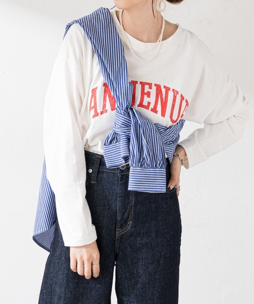 DISCOAT（ディスコート）の「【WEB限定】ストライプバンドカラーシャツ（シャツ/ブラウス・レディース・ブルー/ホワイト×ブラック/ホワイト×ネイビー/ネイビー×ホワイト/ホワイト/ブラック/ホワイト×ピンク/ホワイト×グリーン/サックスブルー・FREE）」の10枚目の写真