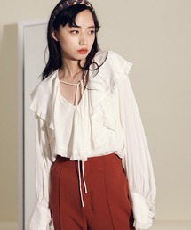 MADEMOISELLE ROPE' | ラッフルケープVネックブラウス(シャツ/ブラウス)