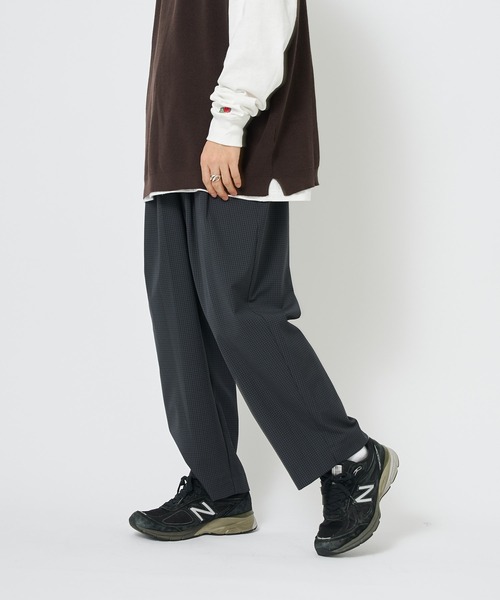CIAOPANIC（チャオパニック）の「TR2WAYストレッチチェック柄2タックワイドテーパードスラックスパンツ（スラックス・メンズ・ブルー/ブラウン・LARGE/MEDIUM）」の9枚目の写真