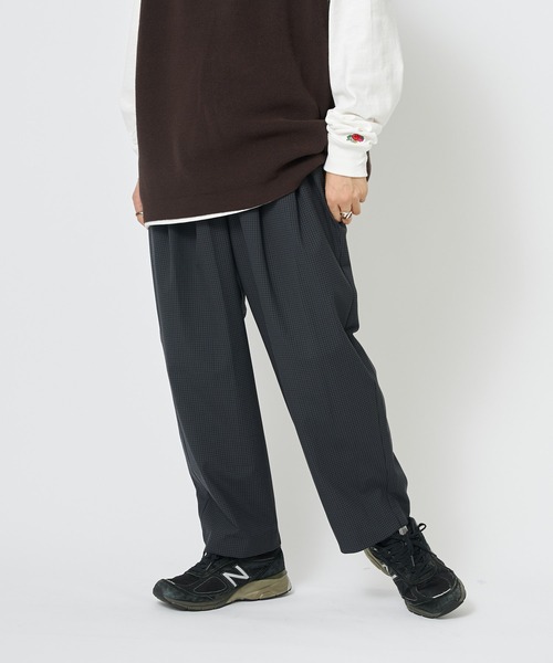 CIAOPANIC（チャオパニック）の「TR2WAYストレッチチェック柄2タックワイドテーパードスラックスパンツ（スラックス・メンズ・ブルー/ブラウン・LARGE/MEDIUM）」の8枚目の写真