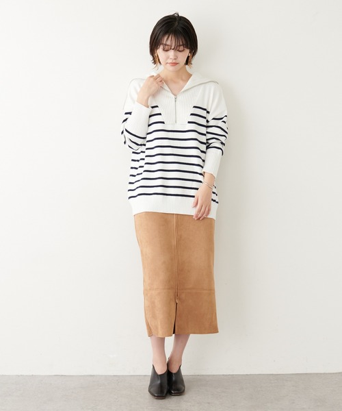 COLLAGE GALLARDAGALANTE（コラージュガリャルダガランテ）の「【OT】ハーフジッププルオーバーニット（ニット/セーター・レディース・ネイビー/オフホワイト・FREE）」の18枚目の写真