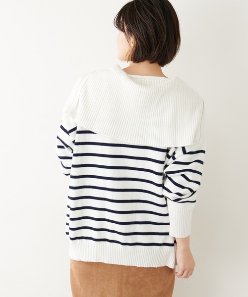 COLLAGE GALLARDAGALANTE（コラージュガリャルダガランテ）の「【OT】ハーフジッププルオーバーニット（ニット/セーター・レディース・ネイビー/オフホワイト・FREE）」の15枚目の写真