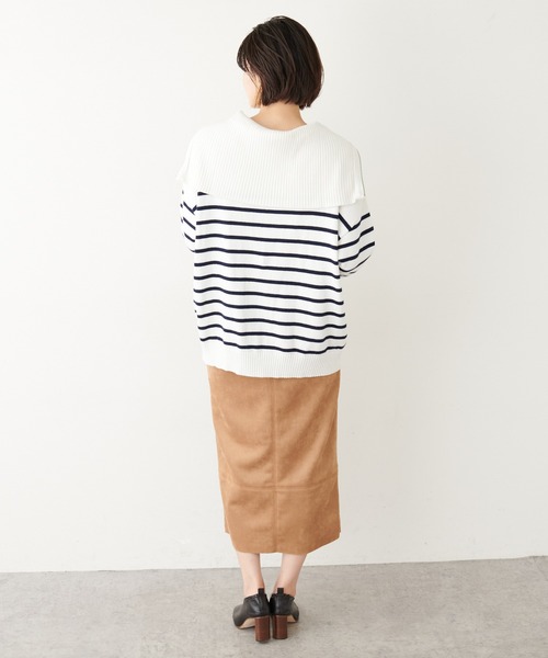 COLLAGE GALLARDAGALANTE（コラージュガリャルダガランテ）の「【OT】ハーフジッププルオーバーニット（ニット/セーター・レディース・ネイビー/オフホワイト・FREE）」の8枚目の写真