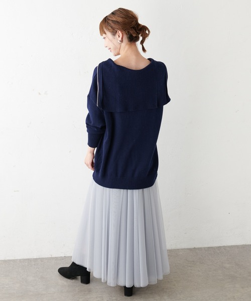 COLLAGE GALLARDAGALANTE（コラージュガリャルダガランテ）の「【OT】ハーフジッププルオーバーニット（ニット/セーター・レディース・ネイビー/オフホワイト・FREE）」の22枚目の写真