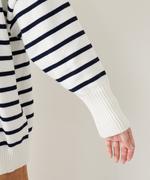 COLLAGE GALLARDAGALANTE（コラージュガリャルダガランテ）の「【OT】ハーフジッププルオーバーニット（ニット/セーター・レディース・ネイビー/オフホワイト・FREE）」の17枚目の写真