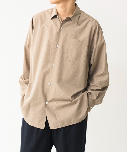 Blanc YM（ブランワイエム）の「Blanc YM ブランワイエム / Cotton Wide Shirt コットン オーバーサイズ 長袖ワイドシャツ / BL-21A-CWC（シャツ/ブラウス・メンズ・オリーブ・MEDIUM/SMALL）」の3枚目の写真
