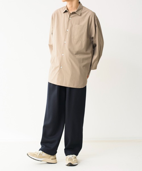 Blanc YM（ブランワイエム）の「Blanc YM ブランワイエム / Cotton Wide Shirt コットン オーバーサイズ 長袖ワイドシャツ / BL-21A-CWC（シャツ/ブラウス・メンズ・オリーブ・MEDIUM/SMALL）」の4枚目の写真