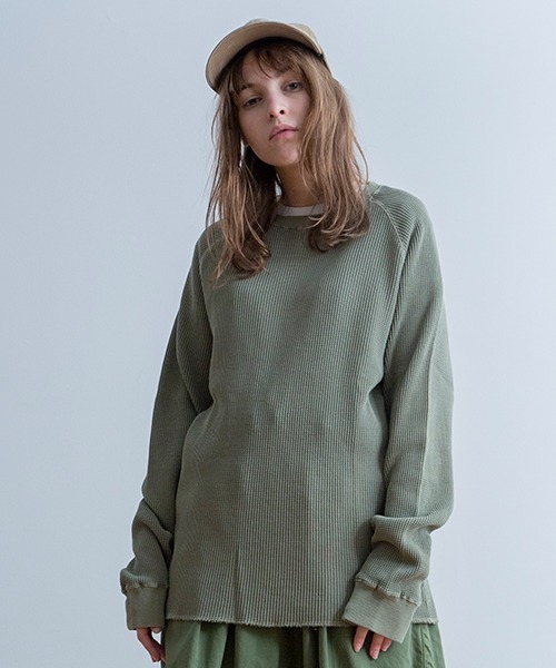 Universal Style Wear(ユニバーサルスタイルウェア)の「Universal Style Wear ダイイングワッフル ラグラン ルーズロンT(Tシャツ/カットソー・メンズ・ホワイト/ネイビー/スミクロ/カーキ・X-LARGE/MEDIUM/LARGE)」の1枚目の写真