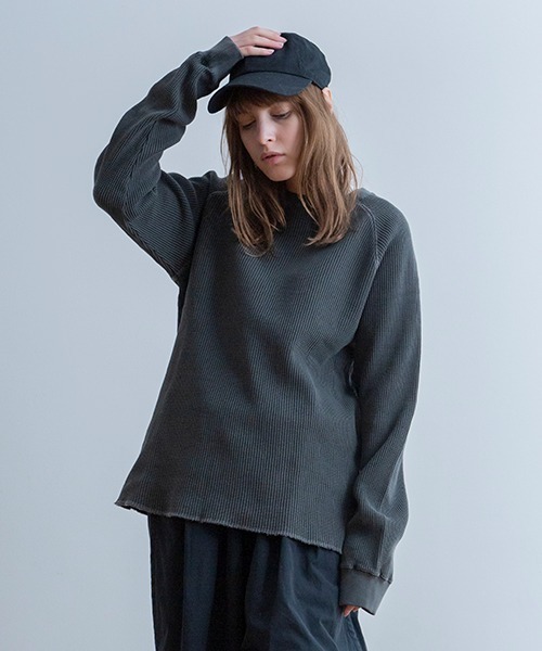 Universal Style Wear(ユニバーサルスタイルウェア)の「Universal Style Wear ダイイングワッフル ラグラン ルーズロンT(Tシャツ/カットソー・メンズ・ホワイト/ネイビー/スミクロ/カーキ・X-LARGE/MEDIUM/LARGE)」の3枚目の写真
