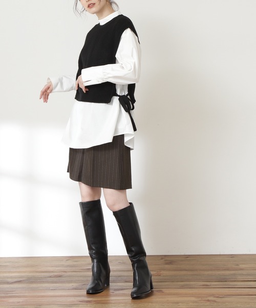 N.（N. Natural Beauty Basic）（エヌエヌナチュラルビューティーベーシック）の「◆ハイウエストキュロットパンツ（その他パンツ・レディース・ブラック/モカ/ストライプ・MEDIUM）」の3枚目の写真