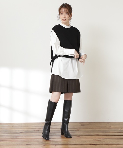 N.（N. Natural Beauty Basic）（エヌエヌナチュラルビューティーベーシック）の「◆ハイウエストキュロットパンツ（その他パンツ・レディース・ブラック/モカ/ストライプ・MEDIUM）」の18枚目の写真