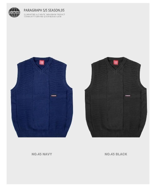 【未使用品】paragraph パラグラフ　ニットベスト　ブルー　フリーサイズ 楽天市場】paragraph パラグラフ ニットベスト ベスト メンズ トップス