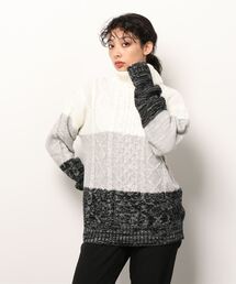 ニット タートルネック ケーブル編み」に該当するメンズのニット