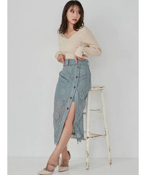 RESEXXY（リゼクシー）の「リブVネックニットトップス（ニット/セーター・レディース・アイボリー/ブラック/モカ/その他1・FREE）」の5枚目の写真