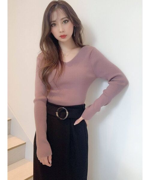 RESEXXY（リゼクシー）の「リブVネックニットトップス（ニット/セーター・レディース・アイボリー/ブラック/モカ/その他1・FREE）」の15枚目の写真