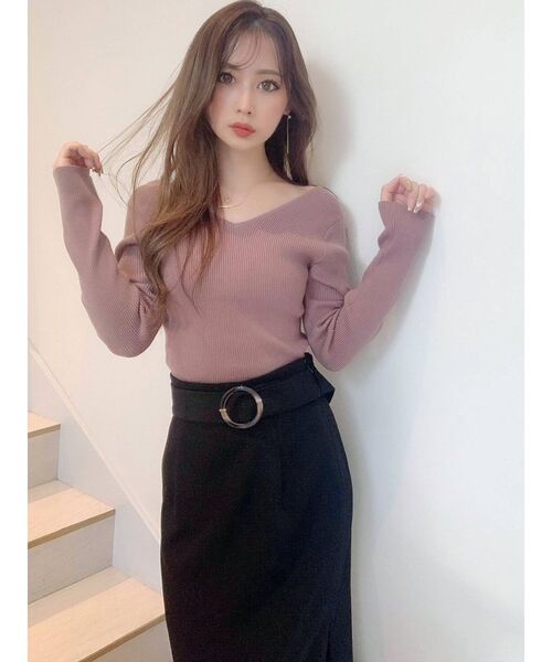 RESEXXY（リゼクシー）の「リブVネックニットトップス（ニット/セーター・レディース・アイボリー/ブラック/モカ/その他1・FREE）」の17枚目の写真