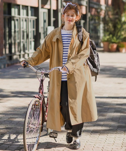 BONLECILL(ボンルシール)の「マルチウェイスタンドカラーオーバーコート/ロングジレ(ステンカラーコート・レディース・チャコールグレー/ベージュ/オフホワイト/カーキ/ネイビー・FREE)」の6枚目の写真