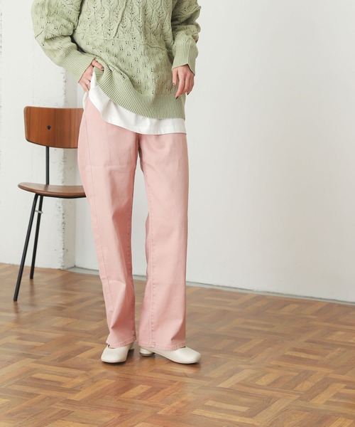 SENSE OF PLACE by URBAN RESEARCH（センスオブプレイスバイアーバンリサーチ）の「『TALL展開あり』カラーカツラギパンツ（デニムパンツ・レディース・ピンク/インディゴブルー/ミント・SMALL/MEDIUM/TALL）」の3枚目の写真
