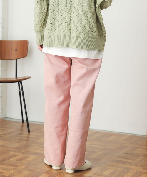 SENSE OF PLACE by URBAN RESEARCH（センスオブプレイスバイアーバンリサーチ）の「『TALL展開あり』カラーカツラギパンツ（デニムパンツ・レディース・ピンク/インディゴブルー/ミント・SMALL/MEDIUM/TALL）」の4枚目の写真