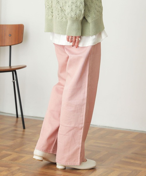 SENSE OF PLACE by URBAN RESEARCH（センスオブプレイスバイアーバンリサーチ）の「『TALL展開あり』カラーカツラギパンツ（デニムパンツ・レディース・ピンク/インディゴブルー/ミント・SMALL/MEDIUM/TALL）」の5枚目の写真