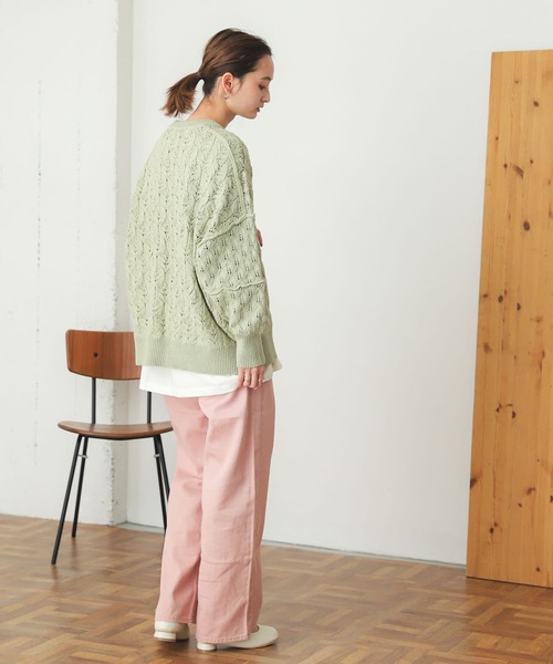 SENSE OF PLACE by URBAN RESEARCH（センスオブプレイスバイアーバンリサーチ）の「『TALL展開あり』カラーカツラギパンツ（デニムパンツ・レディース・ピンク/インディゴブルー/ミント・SMALL/MEDIUM/TALL）」の9枚目の写真