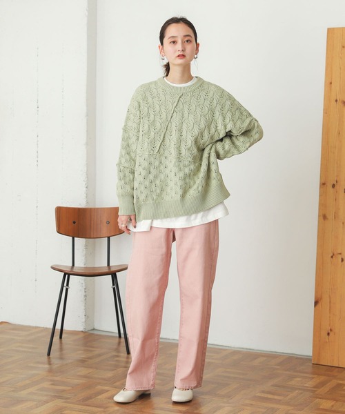 SENSE OF PLACE by URBAN RESEARCH（センスオブプレイスバイアーバンリサーチ）の「『TALL展開あり』カラーカツラギパンツ（デニムパンツ・レディース・ピンク/インディゴブルー/ミント・SMALL/MEDIUM/TALL）」の10枚目の写真