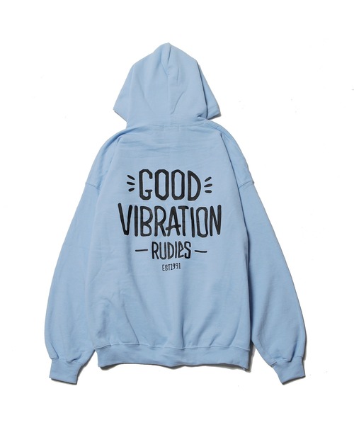 RUDIE'S（ルーディーズ）の「HELLO HOOD SWEAT（パーカー・メンズ・ライトブルー/ブラック/グリーン・L/M/XL）」の2枚目の写真