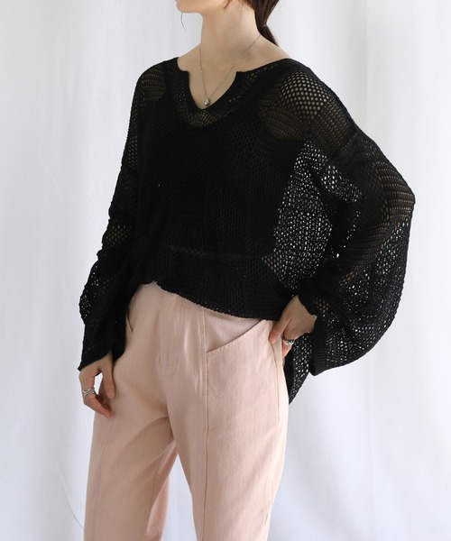 select MOCA（セレクトモカ）の「キーネックブロックチェックメッシュトップス（Tシャツ/カットソー・レディース・ブラック/アイボリー/テラコッタ・FREE）」の22枚目の写真