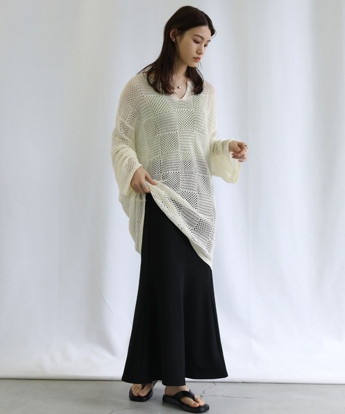 select MOCA(セレクトモカ)の「キーネックブロックチェックメッシュトップス(Tシャツ/カットソー・レディース・ブラック/アイボリー/テラコッタ・FREE)」の22枚目の写真