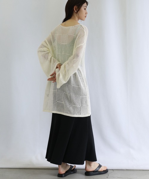 select MOCA（セレクトモカ）の「キーネックブロックチェックメッシュトップス（Tシャツ/カットソー・レディース・ブラック/アイボリー/テラコッタ・FREE）」の17枚目の写真