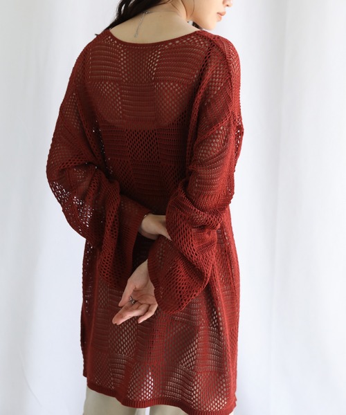 select MOCA（セレクトモカ）の「キーネックブロックチェックメッシュトップス（Tシャツ/カットソー・レディース・ブラック/アイボリー/テラコッタ・FREE）」の5枚目の写真