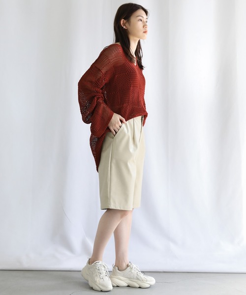 select MOCA（セレクトモカ）の「キーネックブロックチェックメッシュトップス（Tシャツ/カットソー・レディース・ブラック/アイボリー/テラコッタ・FREE）」の11枚目の写真