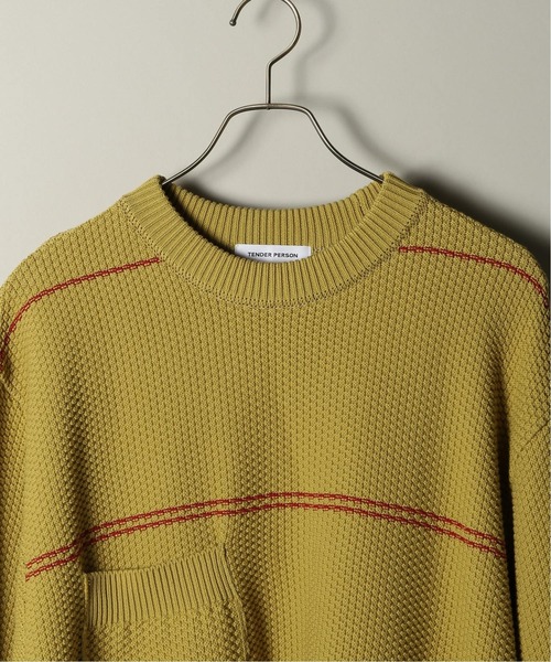 TENDER PERSON（テンダーパーソン）の「TENDER PERSON / テンダーパーソン KANOKO KNIT SWEATER（ニット/セーター・メンズ・ホワイト/イエロー・FREE）」の4枚目の写真