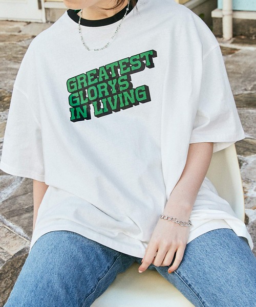 BASQUE magenta（バスクマゼンタ）の「カレッジロゴ/リンガーデザイン ビッグシルエットTシャツ（Tシャツ/カットソー・メンズ・ホワイト系1/ホワイト系2/ホワイト系3/ブラック系1/ブラック系2/ブラック系3/ベージュ系1/ベージュ系2/ベージュ系3/グリーン系1/グリーン系2/グリーン系3/ネイビー系1/ネイビー系2/ネイビー系3/パープル系1/パープル系2/パープル系3/グレー系4/ホワイト系4・FREE）」の4枚目の写真