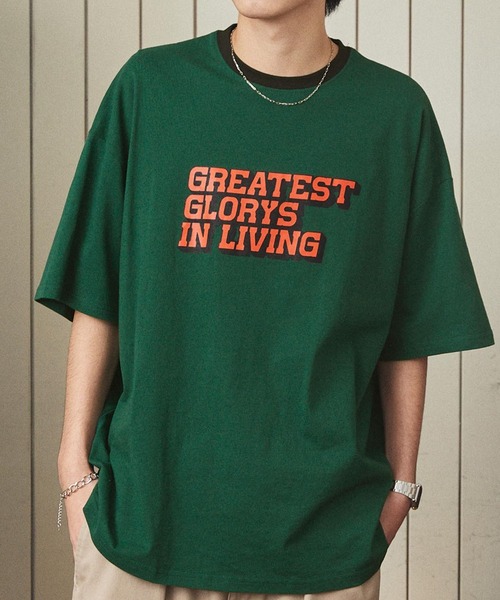 BASQUE magenta（バスクマゼンタ）の「カレッジロゴ/リンガーデザイン ビッグシルエットTシャツ（Tシャツ/カットソー・メンズ・ホワイト系1/ホワイト系2/ホワイト系3/ブラック系1/ブラック系2/ブラック系3/ベージュ系1/ベージュ系2/ベージュ系3/グリーン系1/グリーン系2/グリーン系3/ネイビー系1/ネイビー系2/ネイビー系3/パープル系1/パープル系2/パープル系3/グレー系4/ホワイト系4・FREE）」の14枚目の写真